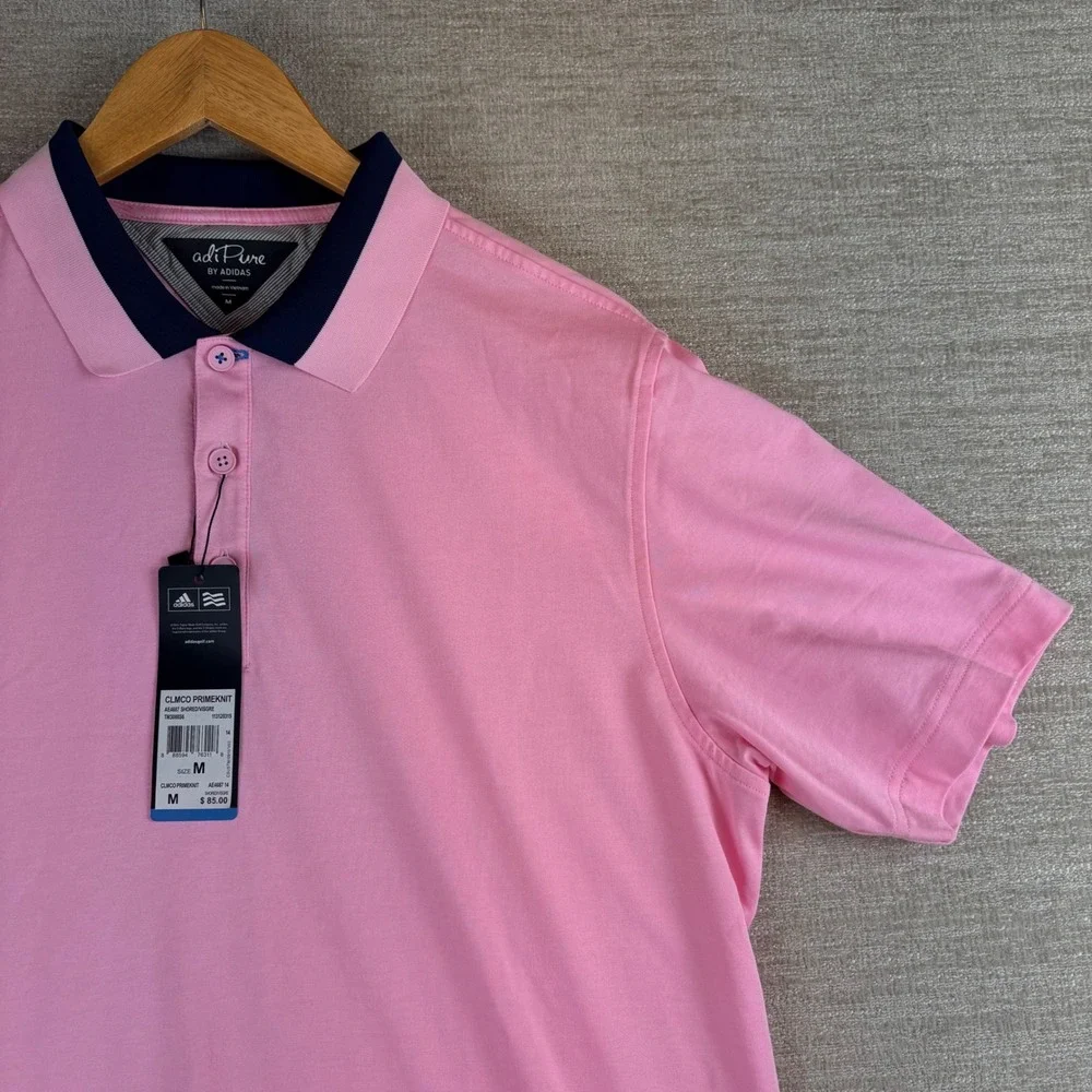 NEW Adidas adiPure Climacool Primeknit Golf Polo Pink Navy AE4687 Mens M NWT $85